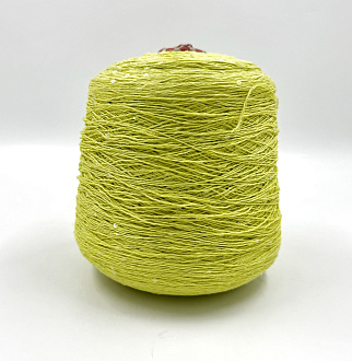 Пряжа Cotton Paillettes, D&C Yarns, хлопок, цвет желто-зеленый